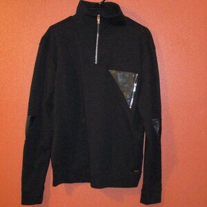 Hugo Boss Shirt Men Large Black Zip Front Business Travel Long Sleeve Shirt